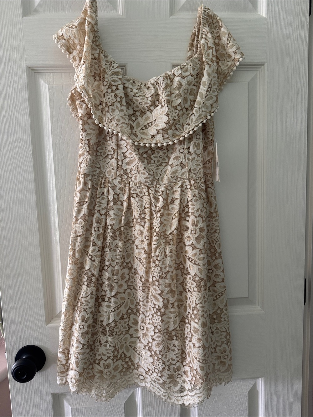 Altar'd State Cream Lace Ruffle Collar Dress
